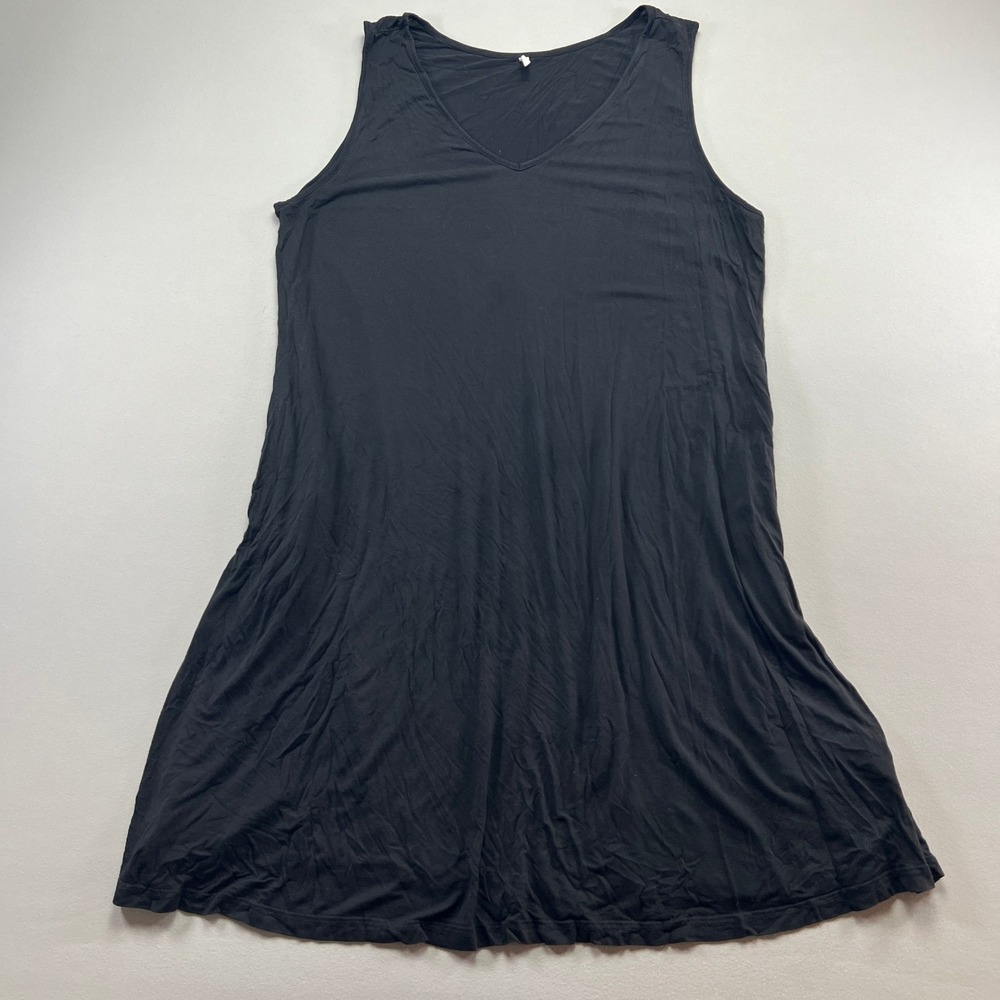 Bishuige Shift Dress Womens 2XL Black Stretch V Neck Wide Strap Party Cocktail